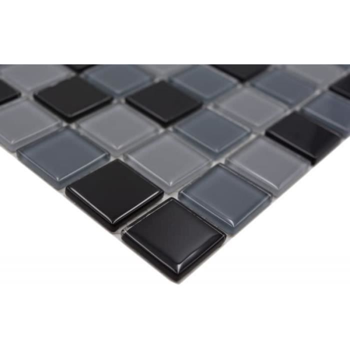 Mosaïque En Pâte De Verre Noir Anthracite 3D - Pour Salle De Bain/cuisine, Brillant, 300x300 Mm