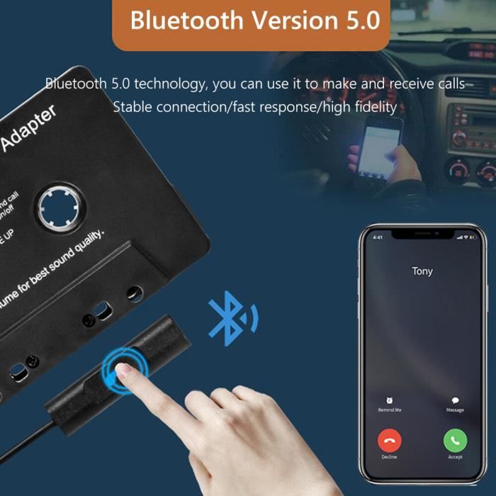 Adaptateur bluetooth,Cassette Audio universelle,Bluetooth,5.0,adaptateur, convertisseur,bande Audio,pour voiture[B181275535] - Cdiscount Informatique