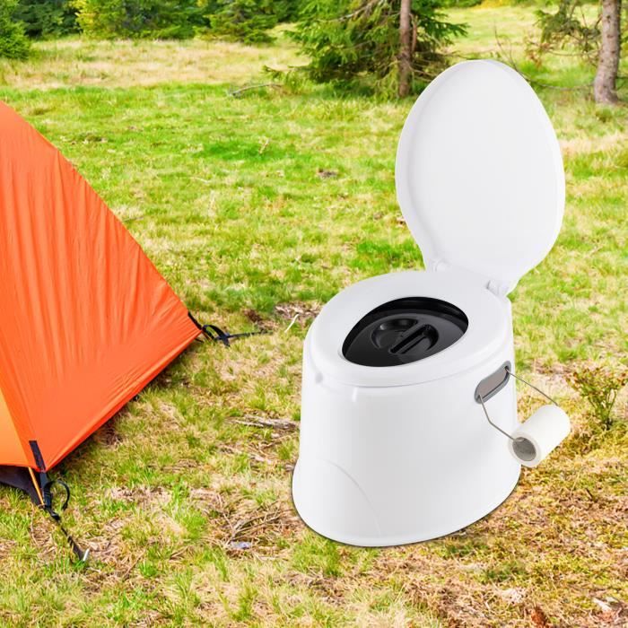 GOPLUS Toilette portable,Capacité de 5L,Supporter 200KG,WC Toilettes de  Camping de Voyage,avec Siège Mobile,Facile à Nettoyer,Blanc - Cdiscount  Sport