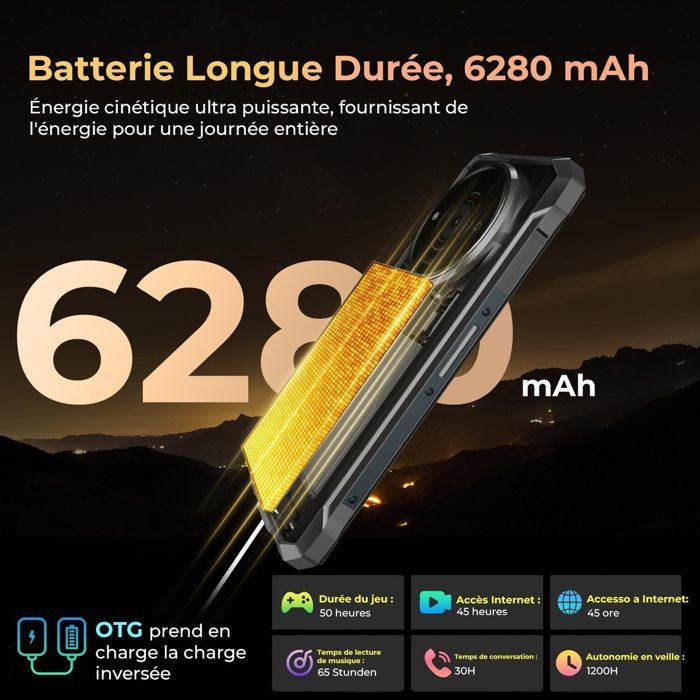HOTWAV T7S Smartphone Robust 2025 | 8+128GB, 6280mAh, 6.52 Pollici, Android 13, 4G, IP68/IP69K | Telefono Antiurto Con Torcia E GPS