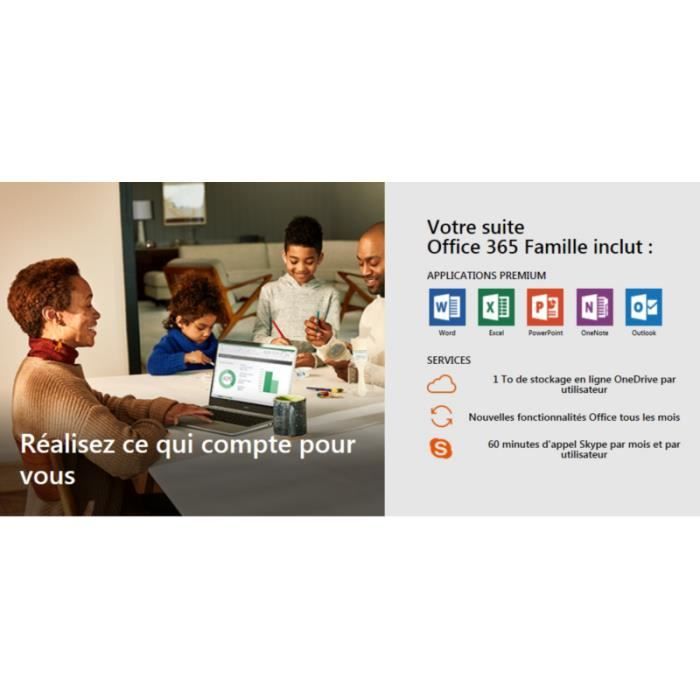 Logiciel de bureautique Microsoft Office 365 Famille - Cdiscount ...