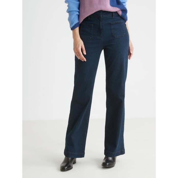 BALSAMIK by Daxon Jean flare taille haute Bleu brut