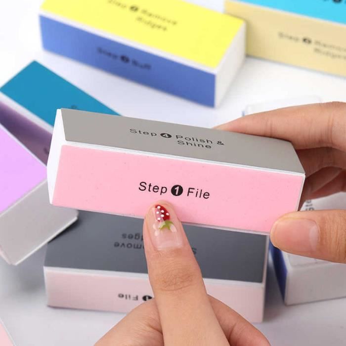 Bloc Polissoir Pour Ongles - Lot De 2 Pièces, 4 Faces Colorées (bleu, Rose, Blanc, Vert)