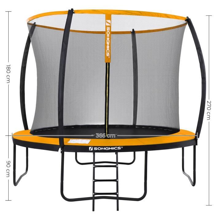 Homavo trampoline extérieur avec barrière de sécurité et échelle, trampoline  de jardin de 10 pieds avec test gs et tuv de 150 kg - Conforama