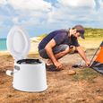 WC Portable de Camping - GOPLUS - Capacité de 5L - Charge 200KG - Toilette Sèche avec Couvercle - Seau Amovible - Blanc-2