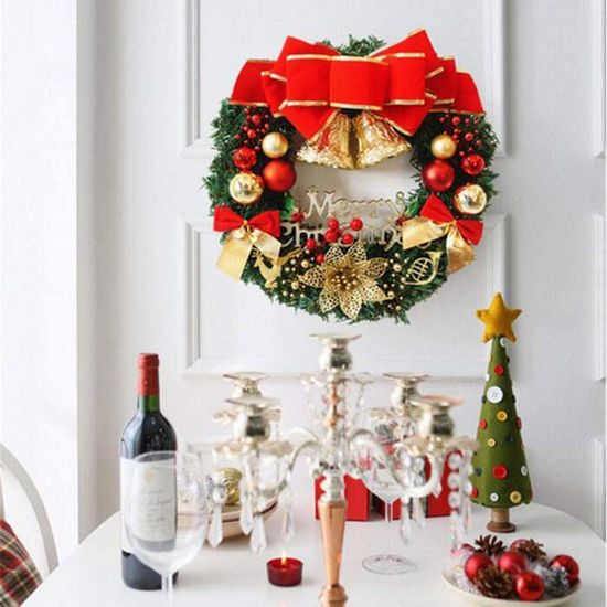 Couronne De Noël à Boules Dorées - Diamètre 30 Cm, Synthétique, Décoration Festive élégante - 3