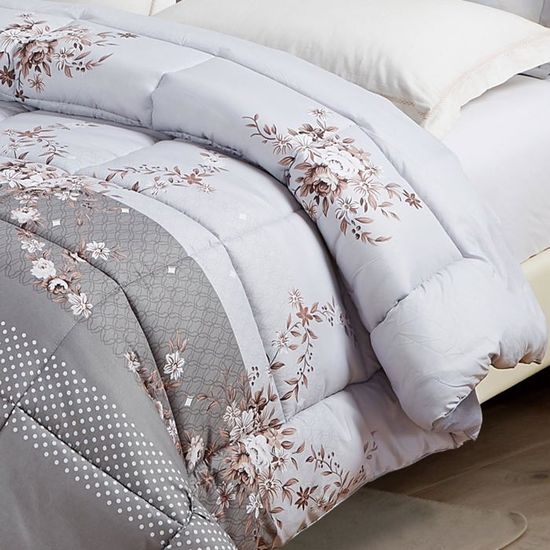 Couette Lavable Machine Fibres Creuses Couette Chaude Fanny & Céline 600 GSM 220x240cm - Microfibre Ultra Douce Et Gonflante - Bleu Couette Imprimée 220x240