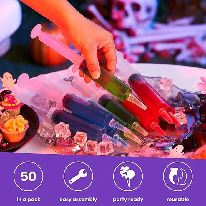 Kit Seringues à Shot Gelée – 4 Seringues + 4 Gobelets, Machine à Gelée Réutilisable Pour Fêtes
