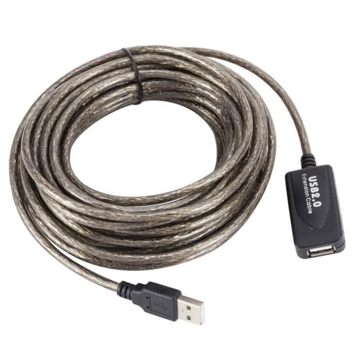 Cables Audio - Vidéo,20M-10M-5M USB 2.0 rallonge mâle à femelle répéteur  actif rallonge rallonge câble cordon USB - Type 5m - Cdiscount Informatique