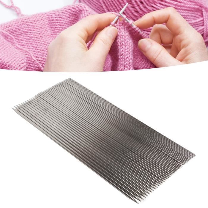 Ensemble D'Aiguilles à Tricoter 35 PièCes Aiguilles Double Pointe Tricot Aiguilles à Tricoter Acier Inoxydable Double Pointe Aiguille A Tricoter Court Aiguilles En MéTal Droites 2,0mm à 5,0mm