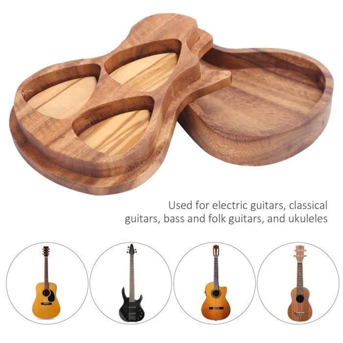 Garosa Étui pour médiator de guitare Coffret de médiators en bois pour  guitares acoustiques Guitares électriques Accessoire