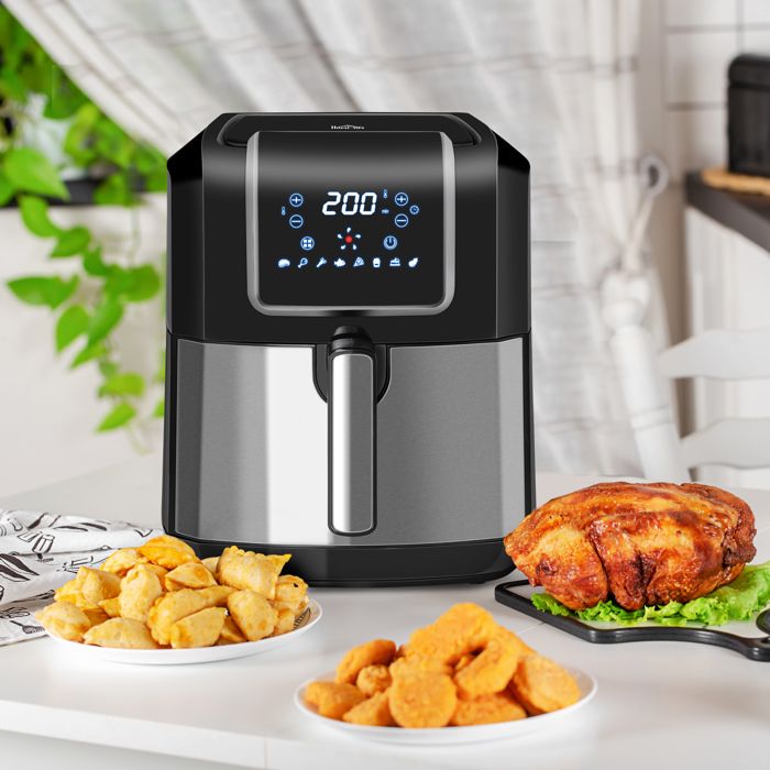 Friteuse à Air 2700W - Air Fryer - Double Compartiment 8,5L - 8 Programmes, Température Réglable, Timer, 2 Paniers - Noir