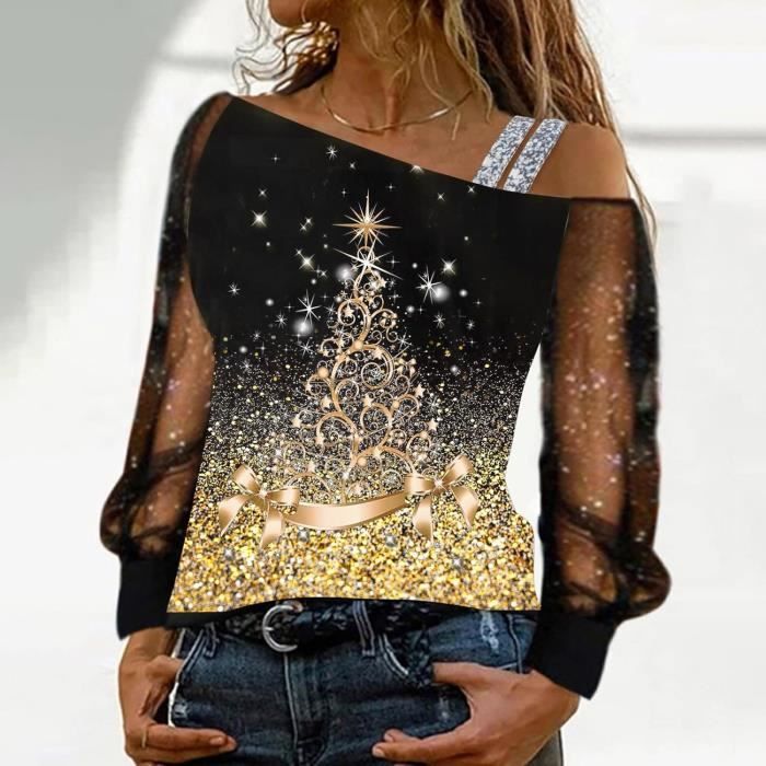 Femme Chic Et l gant Pull l gant Sexy Brillantes Paillettes Haut
