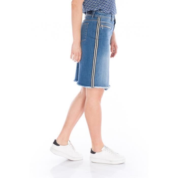Jupe Denim Femme SILOS Bleu Et Bande Lat ral Or KAPORAL Taille 26 jupe-denim-femme-silos-bleu-et-bande-lat-ral-or-kaporal-taille-26
