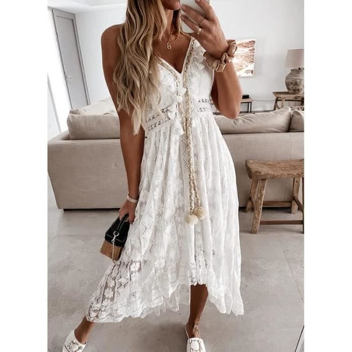 Robe blanche dentelle grande taille best sale