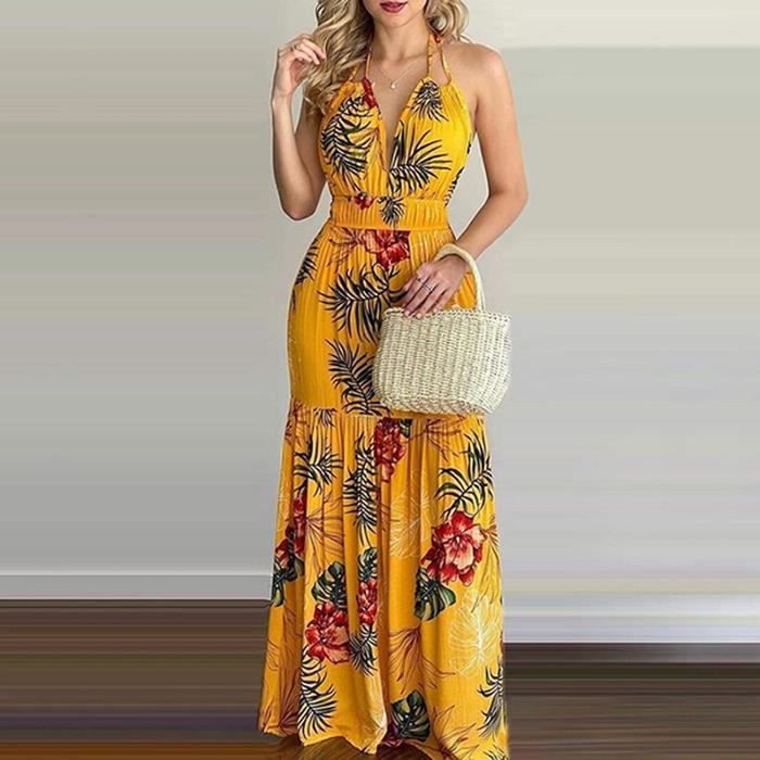 Maxi Robe Femme sans Manches D Contract Es Combinaison Robes