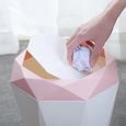 Kentop Corbeille à papier avec couvercle basculant Mini poubelle pour table de bureau,rose bonbon, 21.6*24.6cm-3