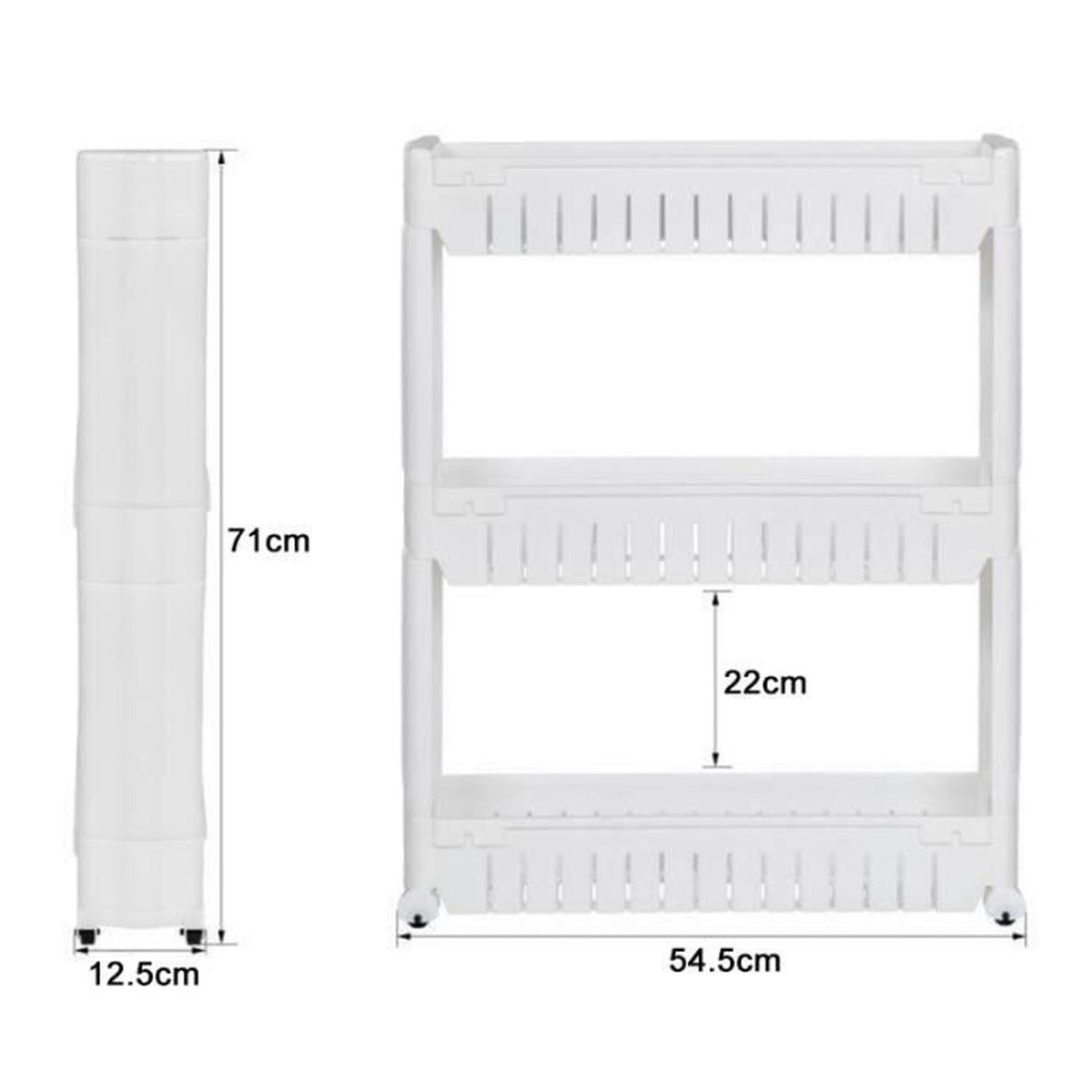 Desserte Chariot de stockage en plastique Meuble de rangement 11 étagères, 11 roulettes - Blanc Desserte Chariot de stockage en plastique Meuble de rangement 11 étagères, 11 roulettes - Blanc