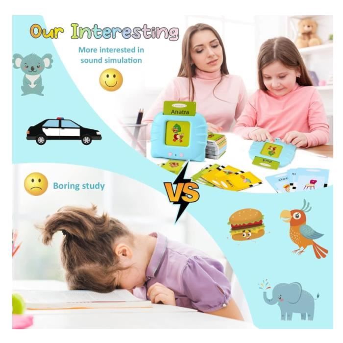 Felly Cartes Flash Parlantes – 224 Mots En Français Et Anglais, Jeu éducatif Pour Enfants 1-6 Ans, Rechargeable USB