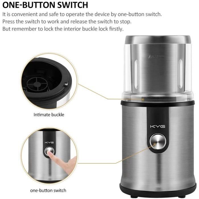 Moulin à Café Électrique 300W - Broyeur Multifonctionnel Avec Lames Inox Pour Grains De Café, Épices, Noix Et Herbes