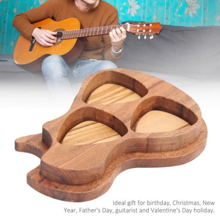 Garosa Étui pour médiator de guitare Coffret de médiators en bois pour  guitares acoustiques Guitares électriques Accessoire