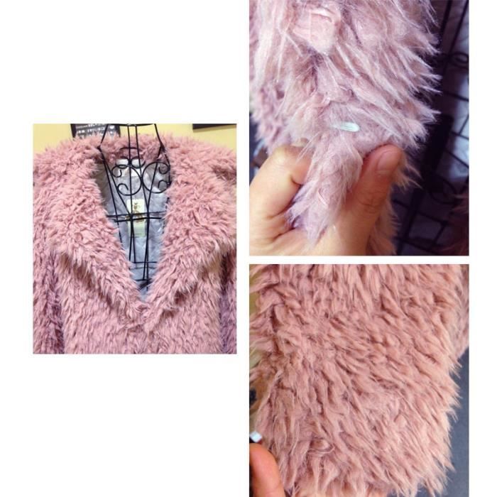 Manteau femme texture effet mouton fourrure fausse manteau col