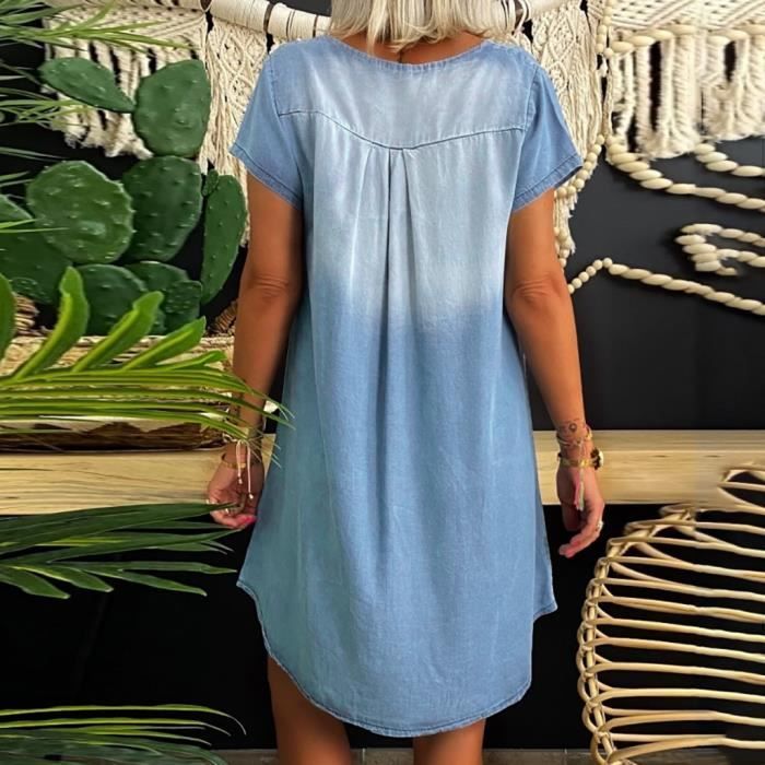 Robe tunique bouffante pour femme Robe d t Robe en jean Robe