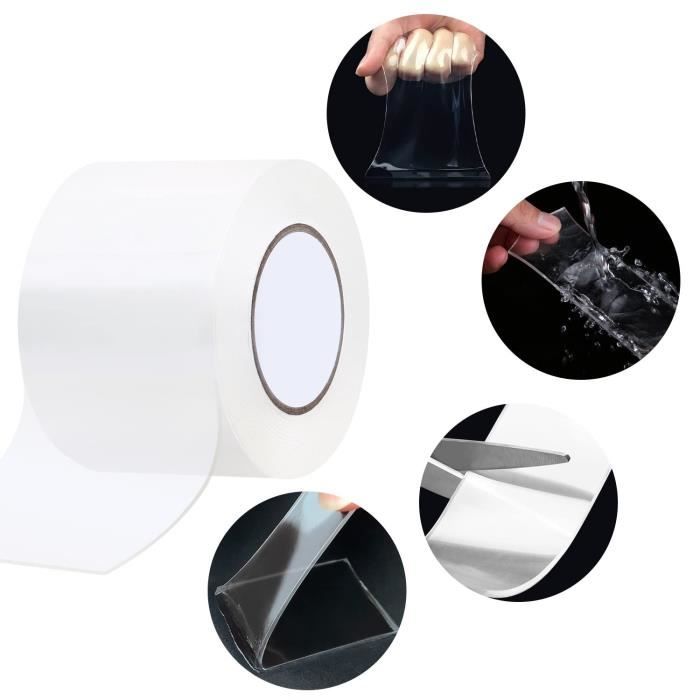 Ruban Adhésif Double Face 20 Mètres - Largeur 21mm, Blanc, Résistant Pour Tapis, Poignées, Décoration