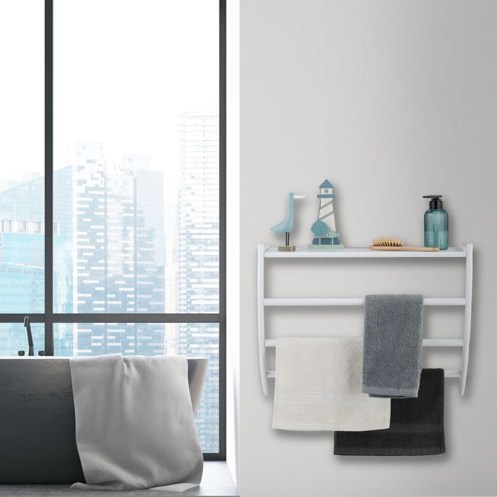 Relaxdays Porte-serviettes, 2 Barres, Non Fixe, Acier, H X L X P : 77 X 40 X 18 Cm Support Serviettes De Bain Argente 90687894