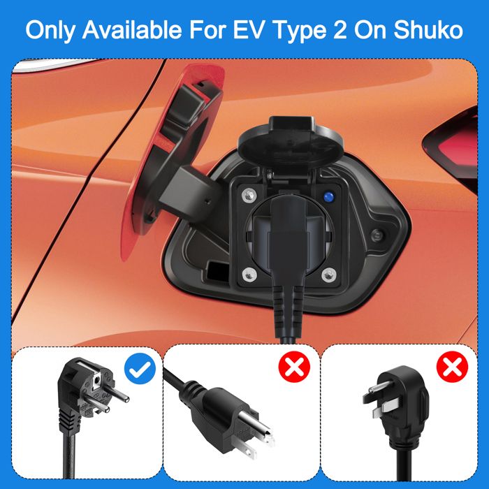 JULIK Adaptateur Type 2 Vers Schuko 16A - 3.5kW (220V) – Convertisseur De Borne/Chargeur Type 2 En Prise Schuko – Alimentation Pour Voitures Électriques, E-Vélos, Équipements (Rouge