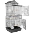 AG Cage Oiseau Protection Cage Oiseaux Perruches Canaris Attrape Graine - transportable(L, Noir)-0
