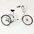 Blanc Tricycle pour adulte - 6 vitesses - 26 pouces - Avec grand panier-Cadre en Alliage 3 Roues-0