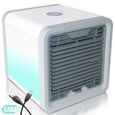 CLIMATISEUR MOBILE Mini Climatiseur Portable Silencieux - Ventilateur Mobile 3 Vitesses - Réservoir Eau 650mL - LED 7 Couleurs - USB