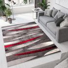 TAPISO Tapis Salon Poil Court DREAM Rouge Gris Caillou 130 x 190 cm 100% Polypropylène Intérieur