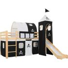Lit mezzanine d'enfants avec toboggan et échelle - VIDAXL - Thème pirate - Pin - 90x200 cm