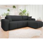 Nicole - canapé d'angle réversible 4 places convertible avec coffre en tissu - Gris Anthracite