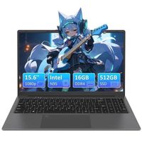 Auusda PC portable - 15.6"FHD - 16 Go de RAM 512 Go SSD Intel Celeron N5095 (Jusqu'à 3,4 GHz) - Windows 11 PRO - WiFi5- Ordinateur