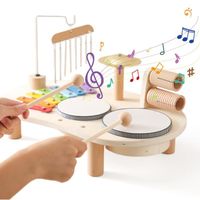 Jouet Bebe Tambour Enfant Instrument de Musique Bebe Jouet en Bois Jouet Enfant Cadeau Fille Garçons 2 3 4 5 Ans