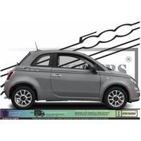 Fiat 500  - NOIR - kit Bandes latérales complet  500 signature    - Tuning Sticker Autocollant Graphic Decals