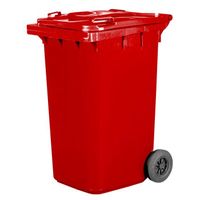 Poubelle 240L Rouge à roulettes avec roues en caoutchouc pleines pour les déchets et le recyclage Tri Selectif garage Haut XXL