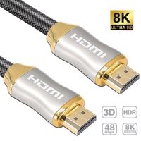 AuTech® 1M Câble HDMI 8K 60Hz High Speed 48 Gbps par Ethernet Supporte 3D eARC HDR Dynamique VRR Cordon HDMI 8K - 1M
