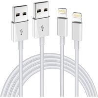 Chargeur pour iPhone SE / iPhone SE (2020) / iPhone SE (2022) Cable USB Data Synchro Blanc 1m [Lot de 2]