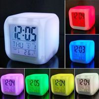 Ywei Reveil Horloge Cube LED 7 couleurs Thermomètre nuit incandescent