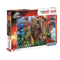 Puzzle Jurassic World 60 Maxi Pièces - Supercolor Enfant 4 Ans Et Plus - Fabriqué En Italie - Image Dinosaures 68x48 Cm - Jeu éducatif
