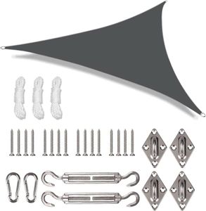 VOILE D'OMBRAGE Voile d'ombrage avec kit de fixation de 24 pièces, 2 x 2 x 2 m, imperméable, protection solaire triangulaire, parasol.[Y695]