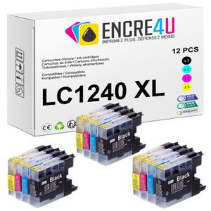 Lot De 12 Cartouches D'encre Compatibles Brother LC1220/LC1240/LC1280 (Noir+Cyan+Magenta+Jaune) - Neuves
