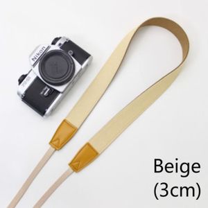 SANGLE - DRAGONNE Beige-(3cm)-Ceinture d'épaule et de cou en cuir de coton réglable universel, accessoire d'appareil photo pour