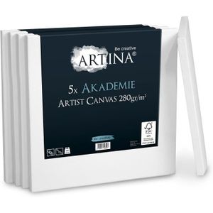 CHASSIS DE TOILE Artina Lot de 5 Toile à peindre 50x50cm 280g/m² Ak