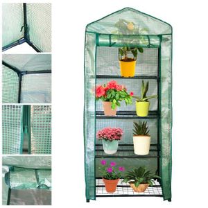 Serre de Jardin Mini en PVC Imperméable Étagère avec Bâche Amovible Anti-UV Décoration de Balcon Terrasse pour Plantes Fleurs Légumes 4 étages 