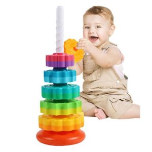 BOÎTE À FORME - GIGOGNE Grande Pyramide pour Bébé Jouet à Empiler, jouet d'anneau d'empilage d'engrenages de rotation sensoriels pour bébé,jouets sensoriels